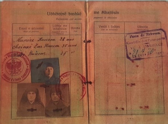 Esma Sultan'ın gelini Münire Hanım ve kalfalarının Arnavutluk pasaportu