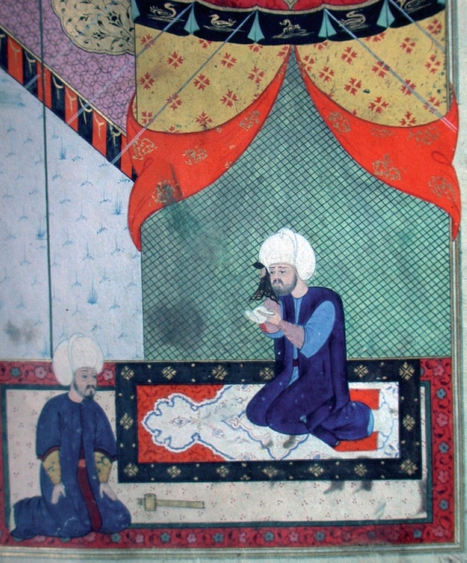 A miniature shows Sokollu Mehmed Pasha (R) and Ottoman official Feridun Ahmet Bey.