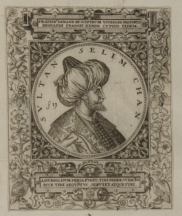 An engraving of Sultan Selim I by German engraver Johann Theodor de Bry.