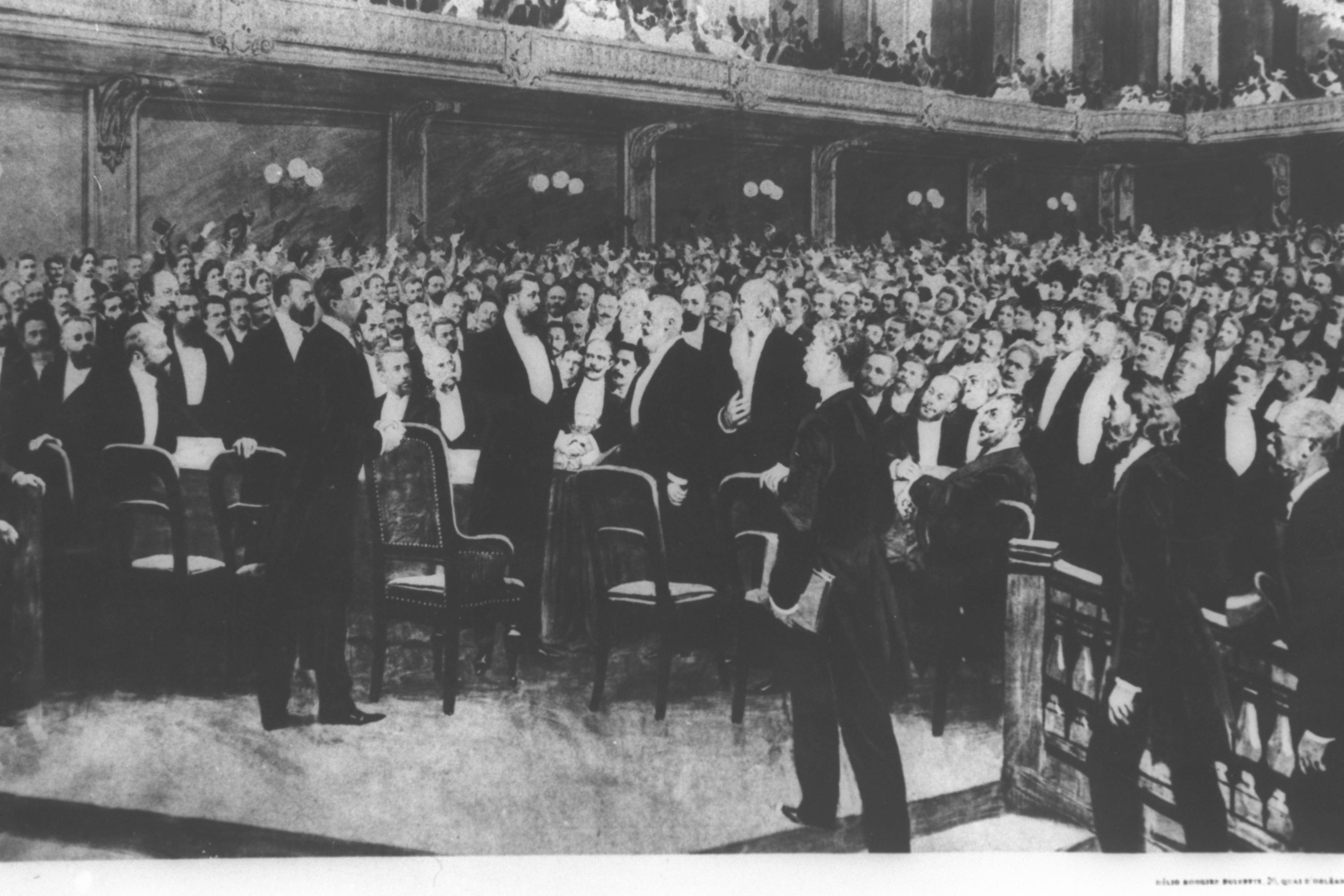Theodor Herzl at the First Zionist Congress in Basel, Switzerland, Aug. 25, 1897. 