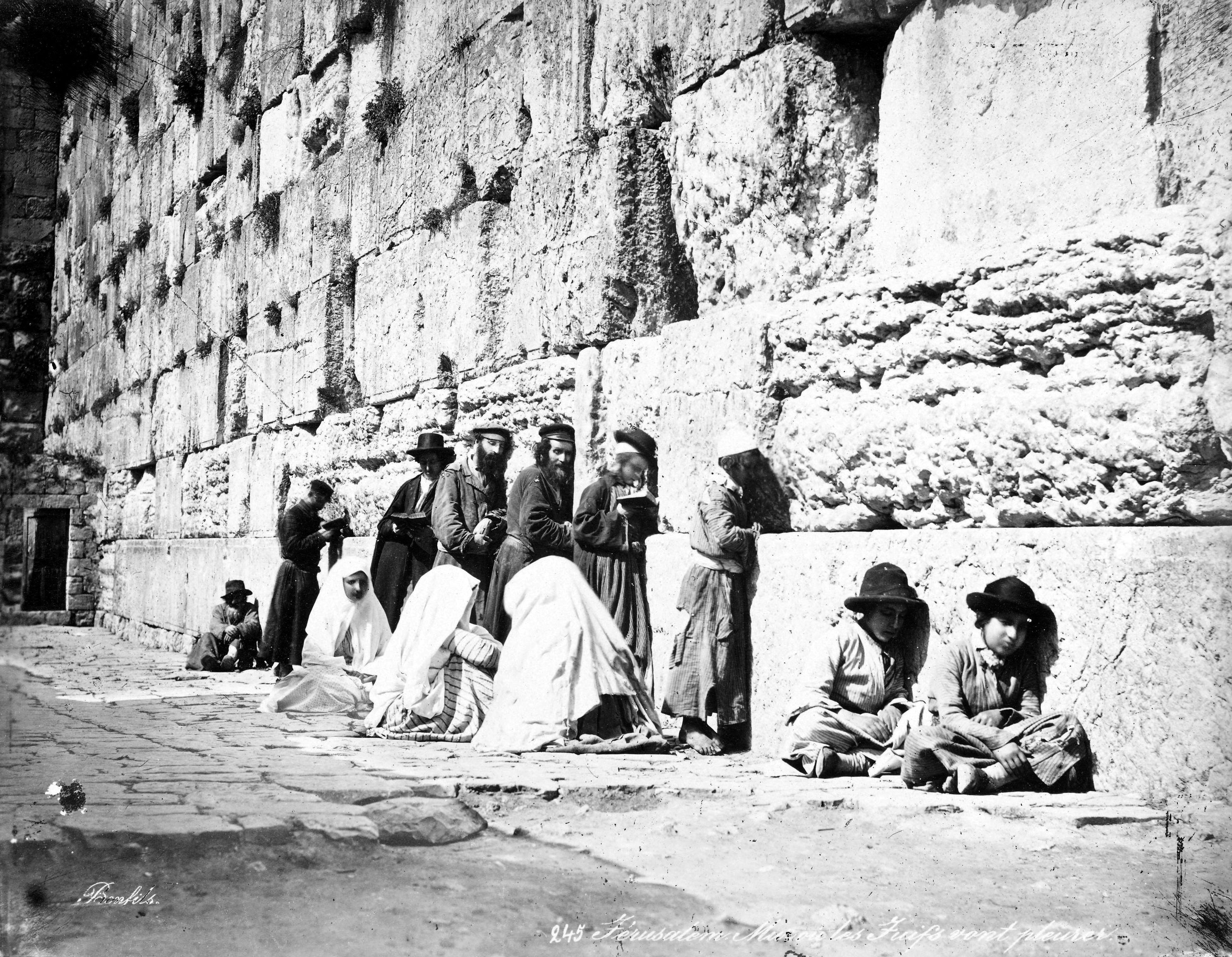 Jews at the Western Wall, Felix Bonfils, Albumen silver print, 1870s.