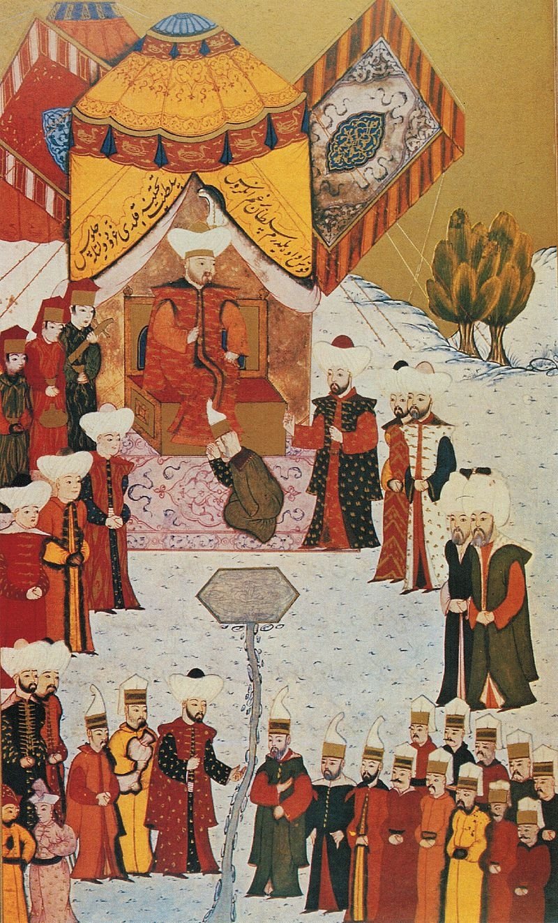 A 15th-century miniature depicts Bayezid I's proclamation as a sultan.