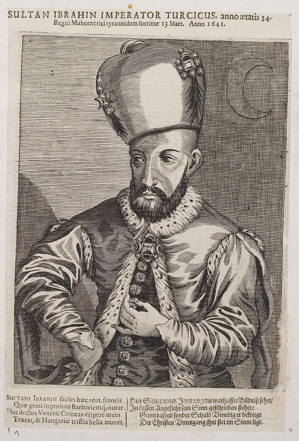 A depiction of Sultan Ibrahim by Arolsen Klebeband.