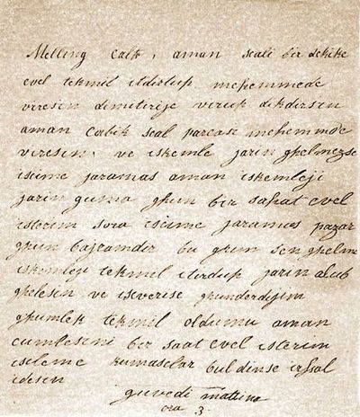 Mimar Mellingin Hadice Sultana mektubu