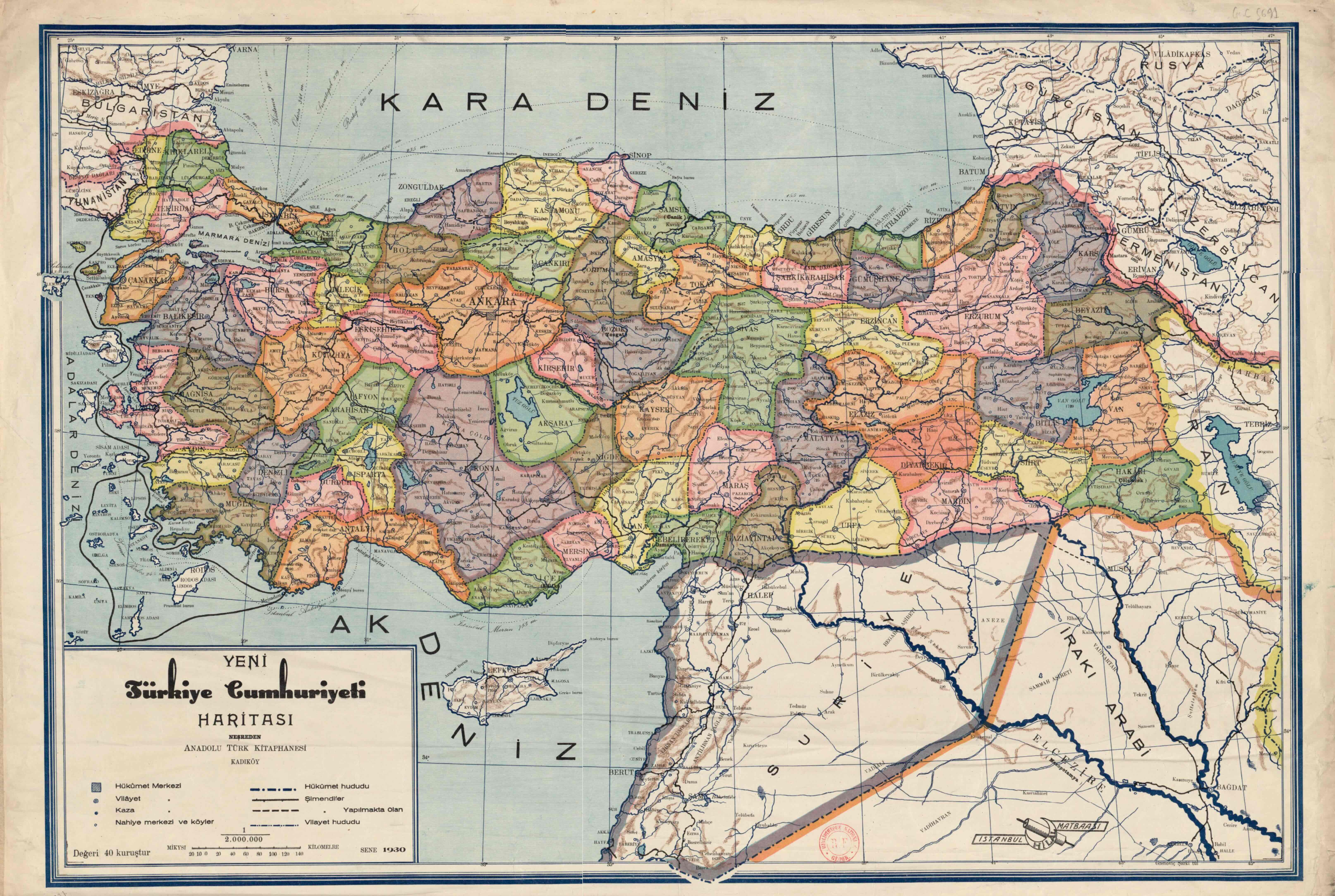 Türkiye haritası 1930