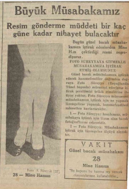 Güzel bacak müsabakası 3.2.1931 Vakit