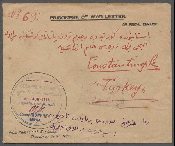 A handcrafted cigarette case made by Ottoman soldiers in the Cyprus prisoner camp. A letter from Colonel Subhi Bey at the Thayetmayo prisoner camp in Burma to his wife in Göztepe.