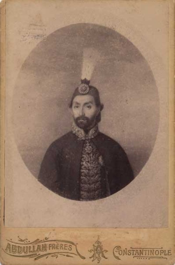 A photograph of Abdülmecid I, taken by the Abdullah Freres between 1858 and 1861. 