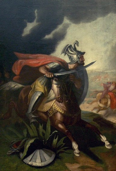 A painting of Serbian knight Milos Obilic. 