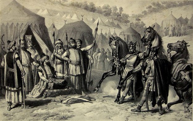 Milos Obilic at the tent of Murad by Serbian lithographer and painter Adam Stefanovic. 