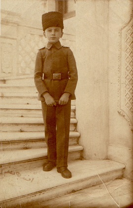 Orhan Efendi while he was at the military school in the year he went into exile, and in his Albanian pilot uniform