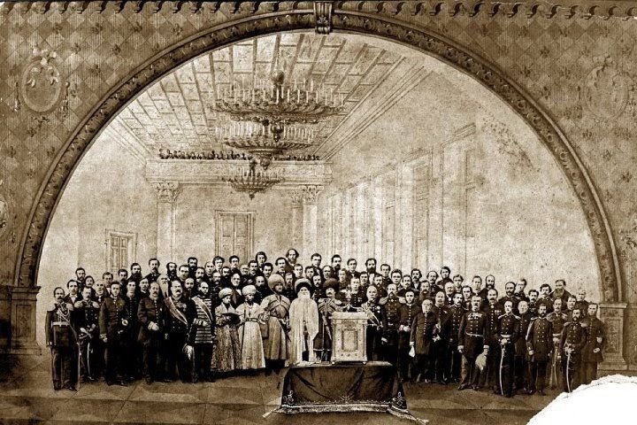 Şeyh Şamil ve oğulları esaretten sonra Rus zabitleri ile