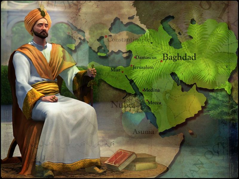A painting depicting Caliph Harun al-Rashid hearing a case in the divan (official council)