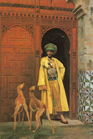 Kahire'de bir Arab ve av köpekleri Jean-Leon Gerome