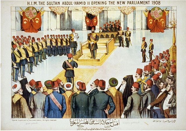 Sultan Hamid meclisi açarken - 1908